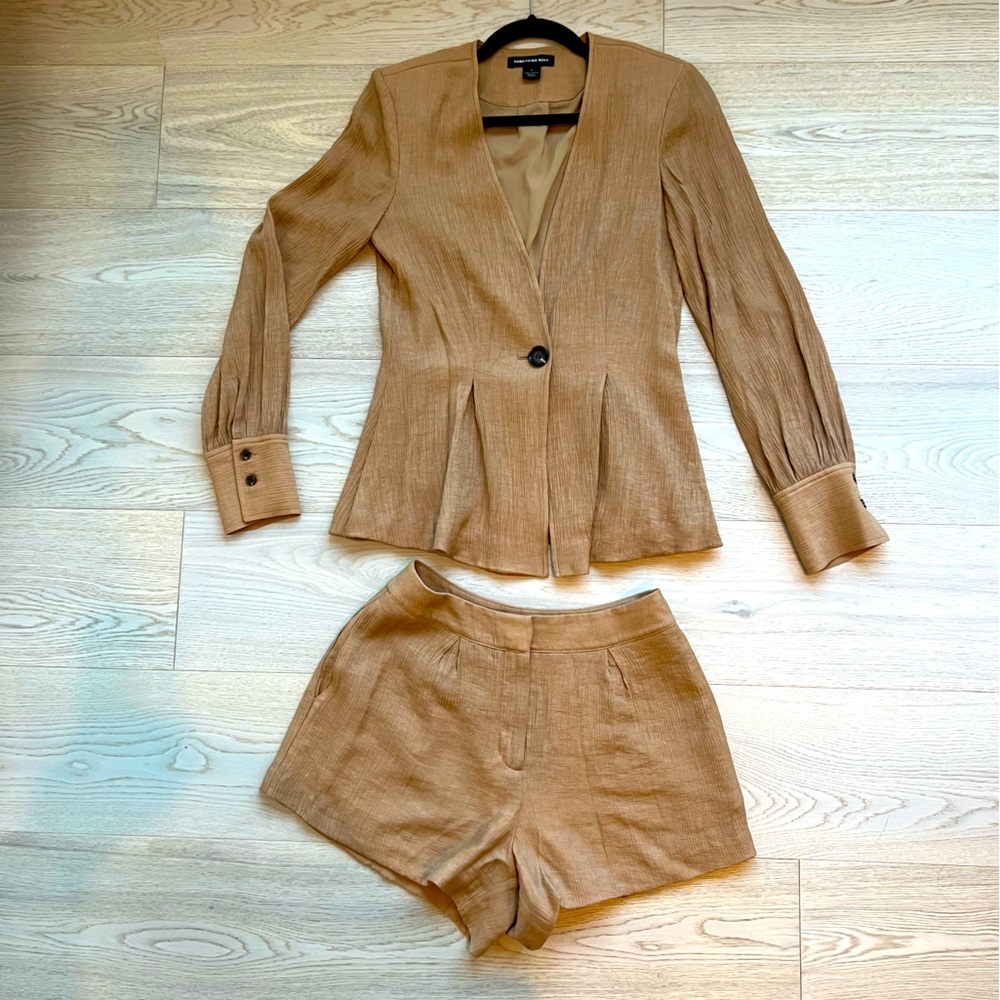 Something Navy blazer and high waisted short set